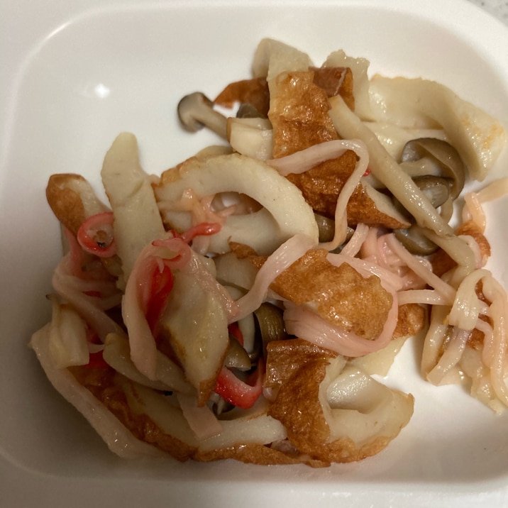 ちくわ&カニカマ&しめじの麺つゆ炒め